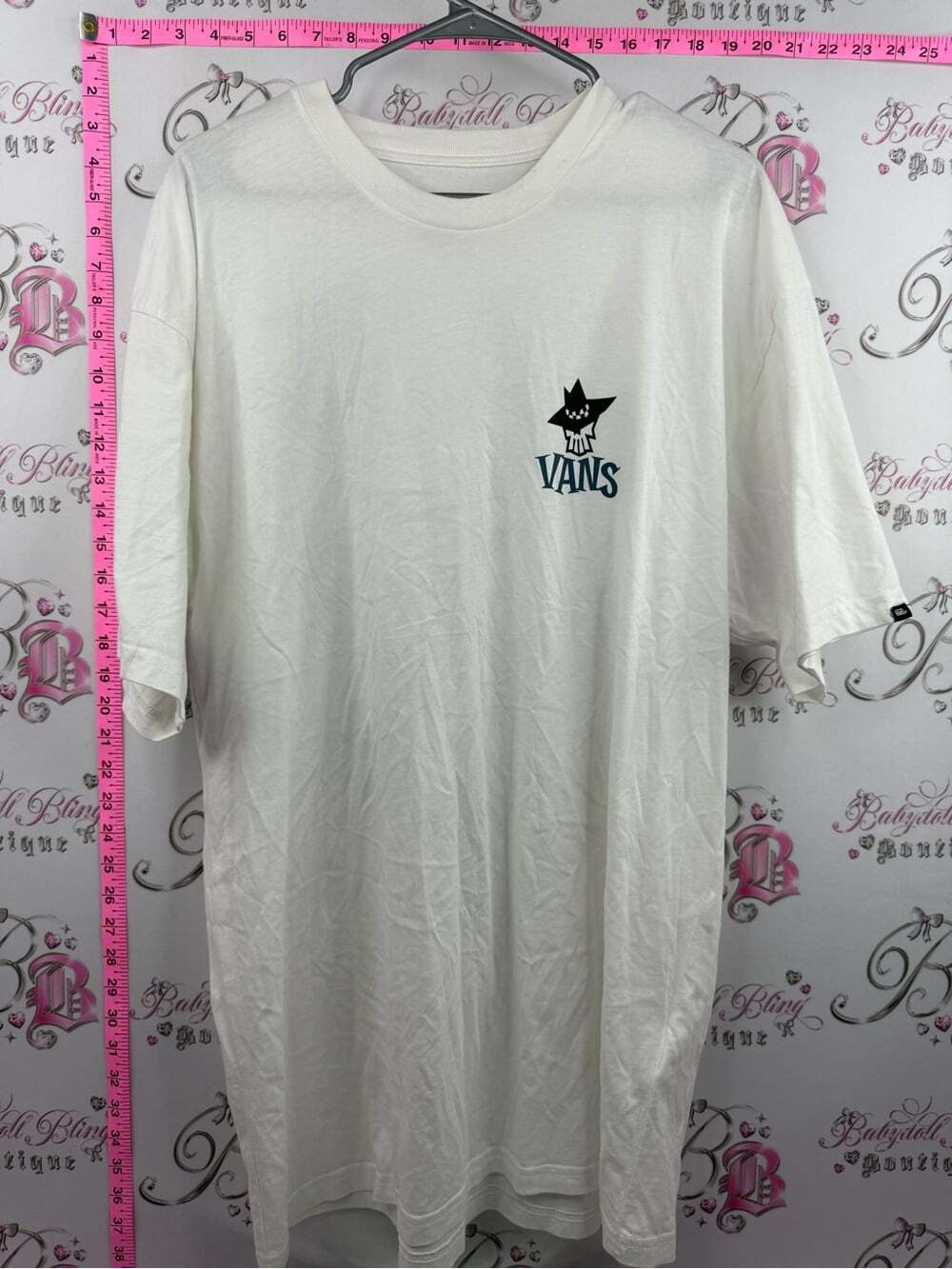 Vans tshirt creepy logo style White Short Sleeve Tee with Black Star Logo